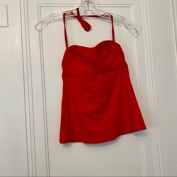 Athleta Textured Bandeau Tankini Top Saffron Red Size XXS - Picture 3 of 7